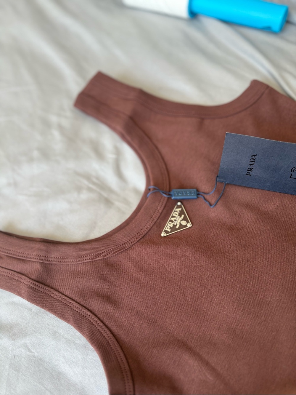 Prada Brown Scoop Neck Cropped Tank - Picture 2 of 12